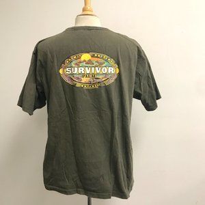 Survivor Palau film Crew cotton T shirt season 10 2004 vintage philippines XL